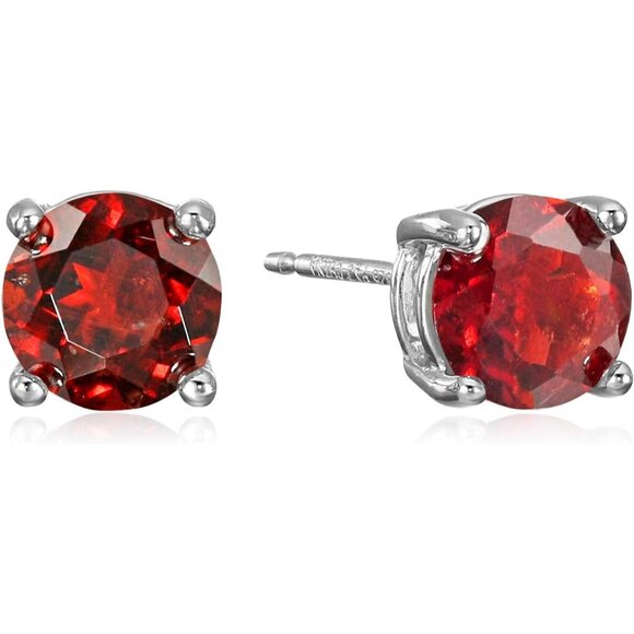 Jewelry - Women's Sterling Silver Round Birthstone Stud Earrings Feature 6mm Round
